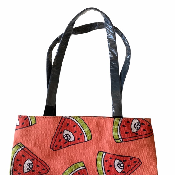 new Valfre ☻︎ Trippy Watermelon Tote Bag Handbag ☻︎ Hand Drawn Artwork ☻︎ Pink - Picture 10 of 14